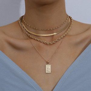 New Women 4 Layer Gold Necklace